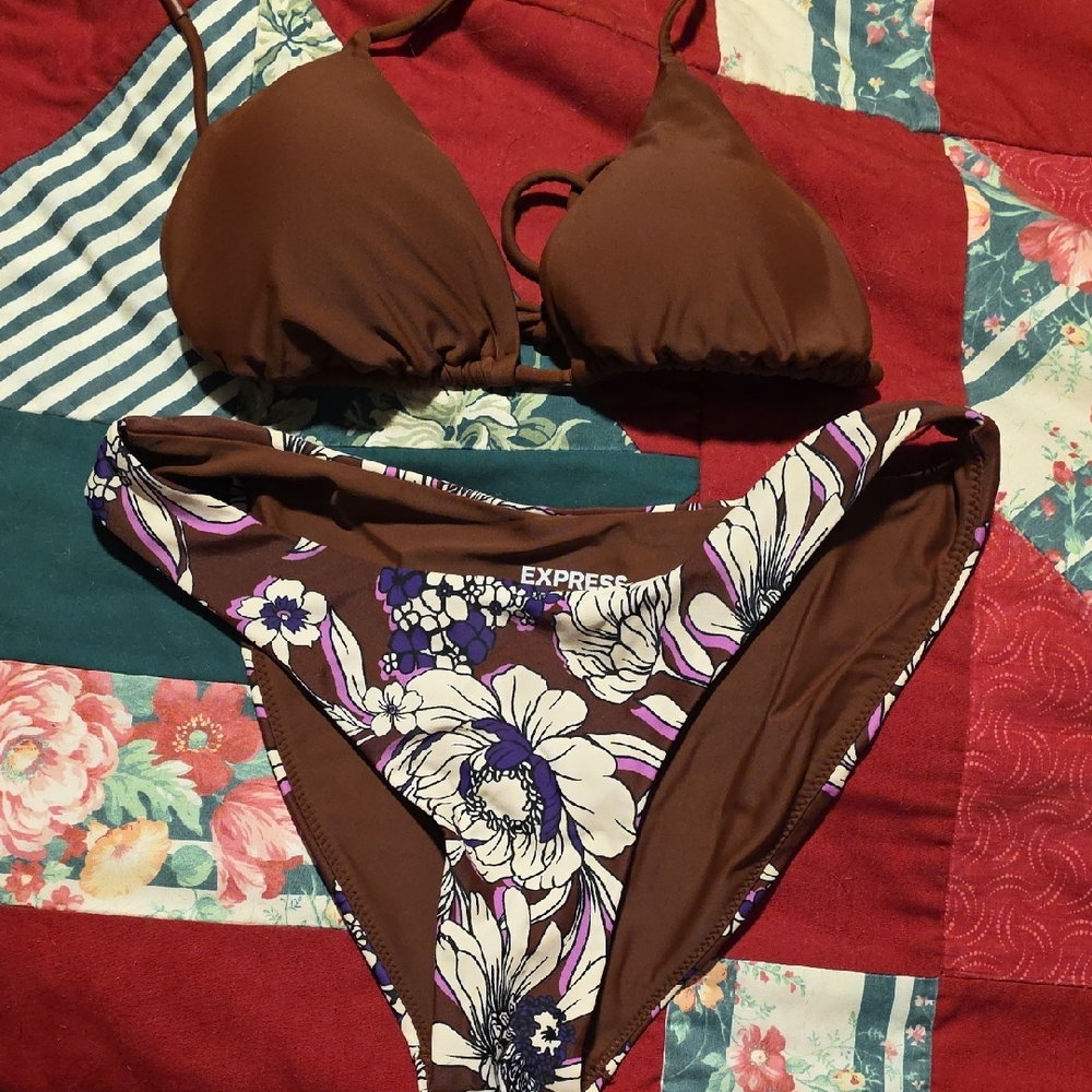 Express Chocolate Floral Bikini Set